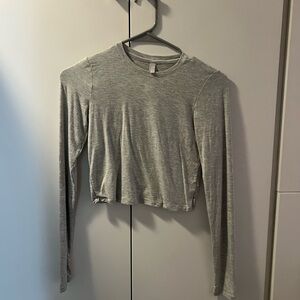 SKIMS Gray Long Sleeve Crop Tee